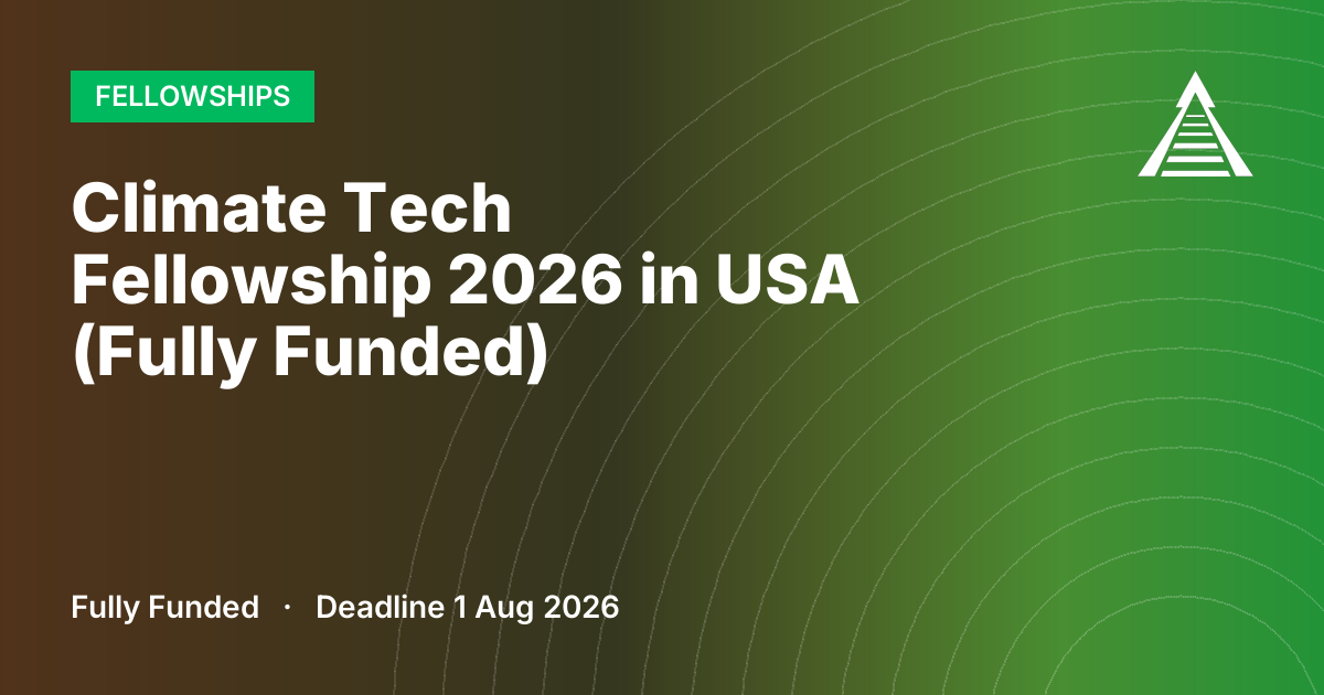 Climate Tech Fellowship 2026 in USA (Fully Funded)